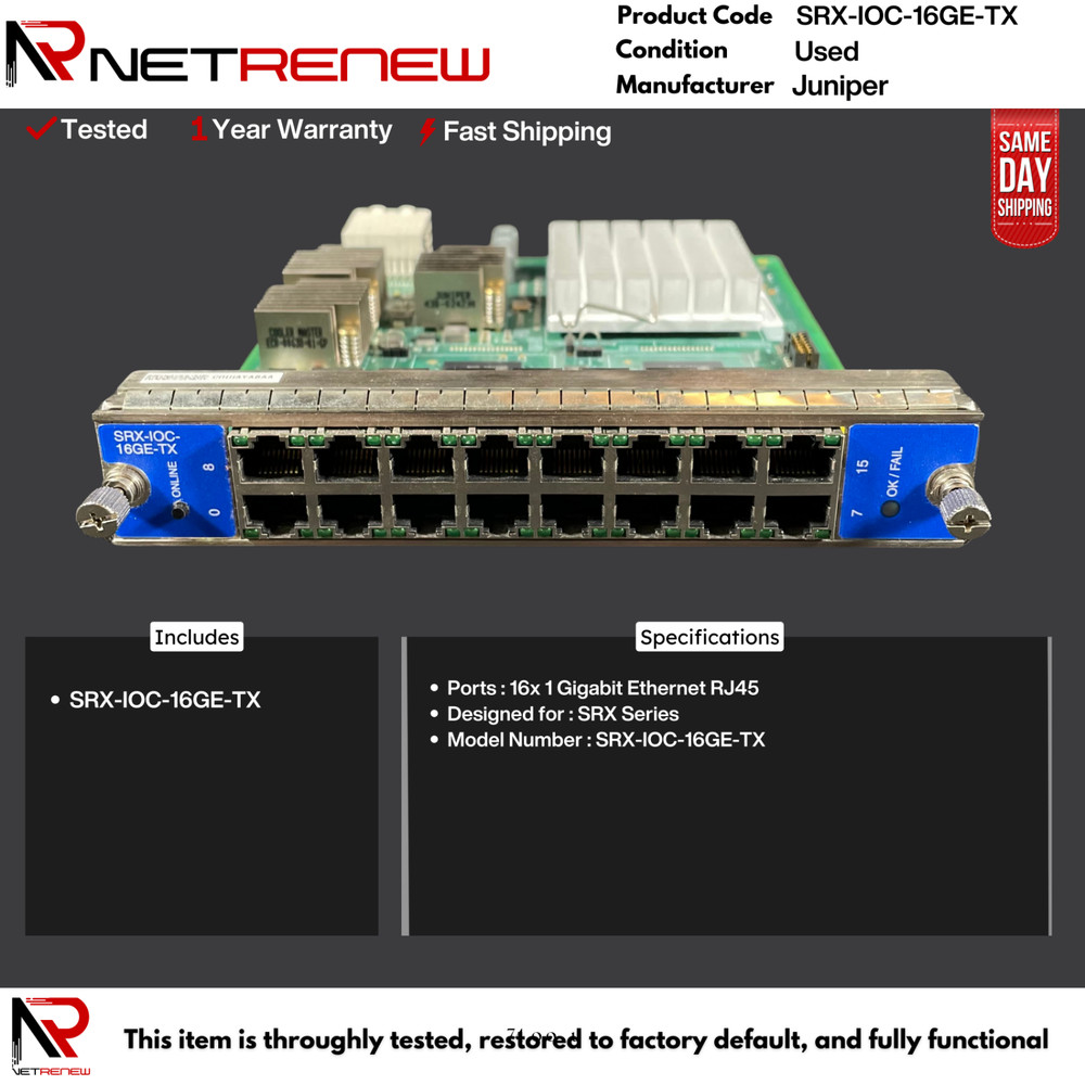 Juniper SRX-IOC-16GE-TX 16 Port SRX 5000  Module FLEX IOC