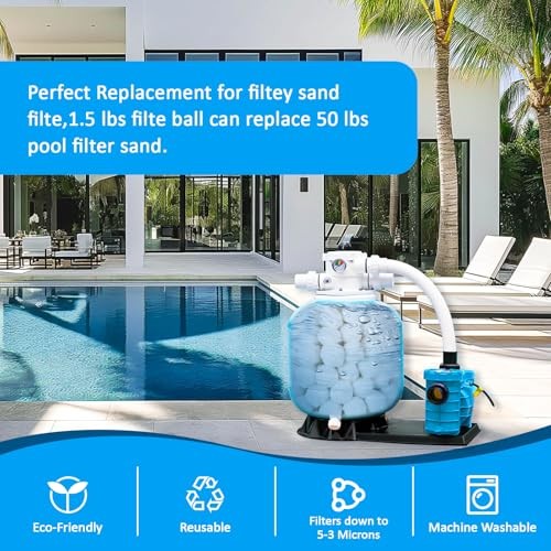 3.53 lbs Pool Filter Balls for Sand Filter Pump, Reusable Pool Balls for