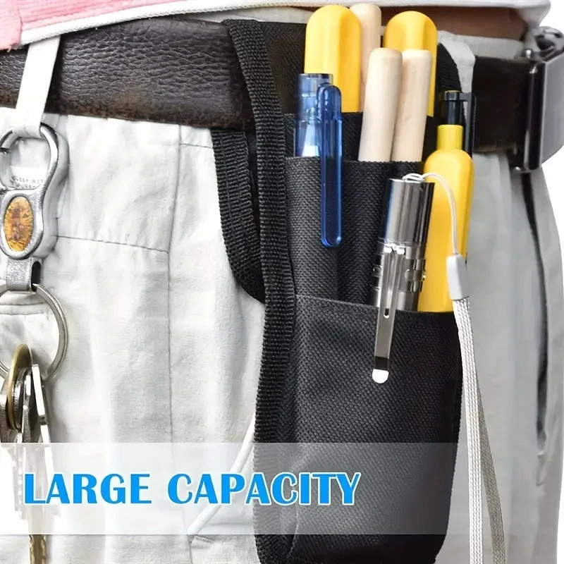 2 Pcs Belt Pen Holder, Multifunctional Adjustable Black
