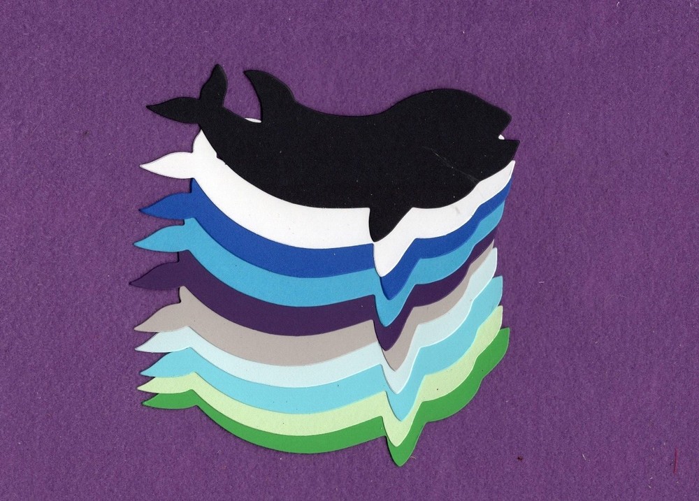 WHALE die cuts scrapbook cards