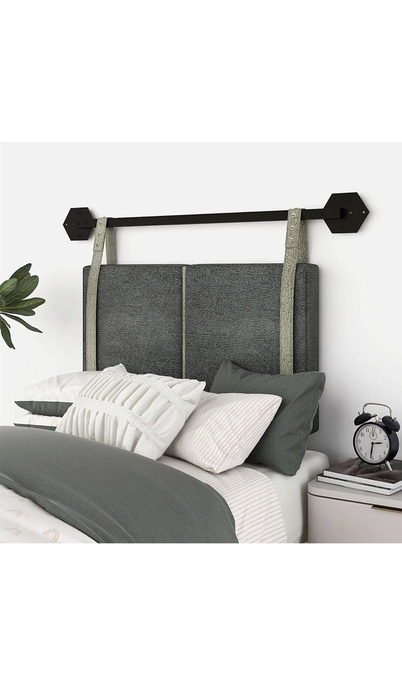 HOUANS Wall Mounted Headboard Hanging Headboard Adjustable Height Vintage Straps