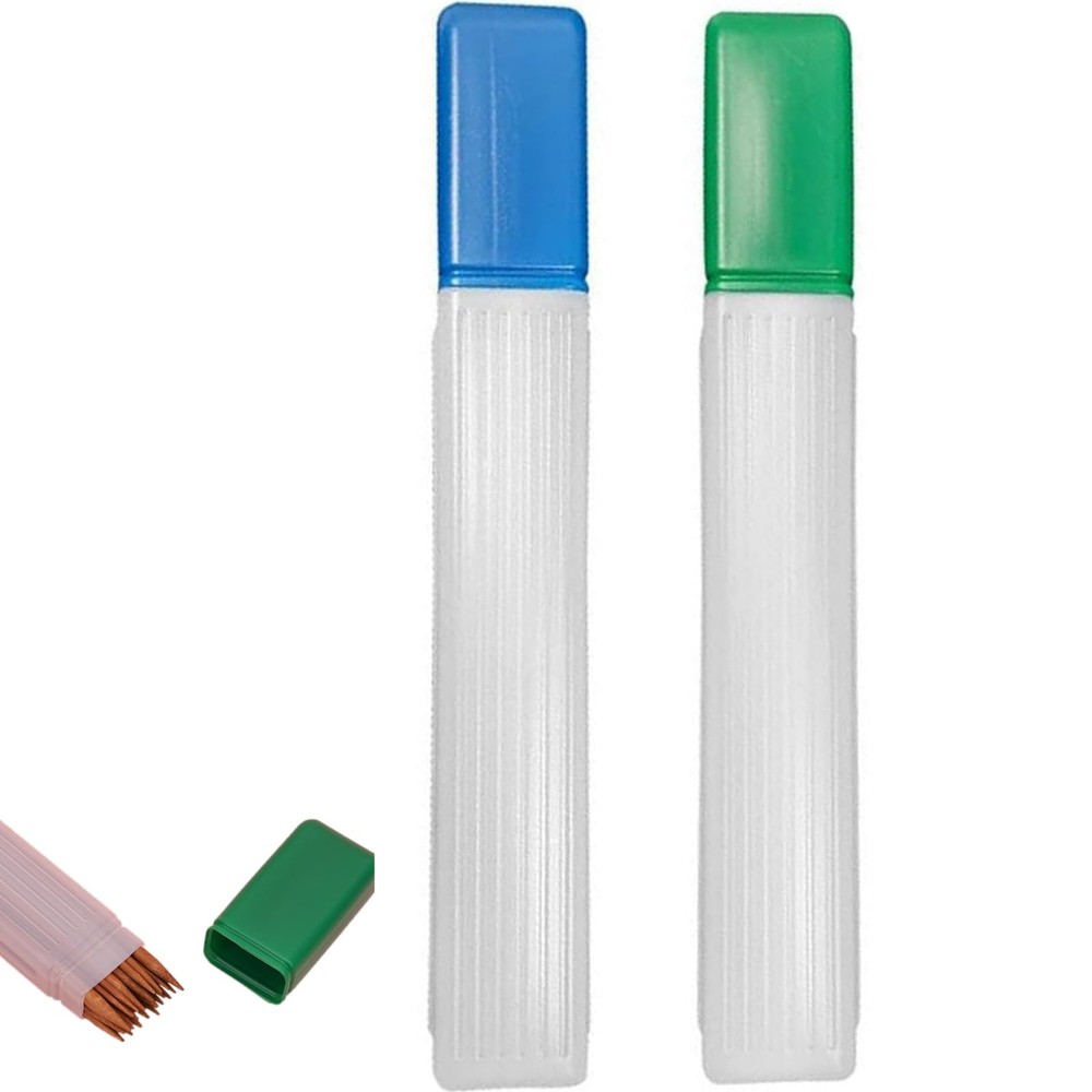2 Pieces Knitting Needle Storage Tube Case Container, Plastic Blue Green