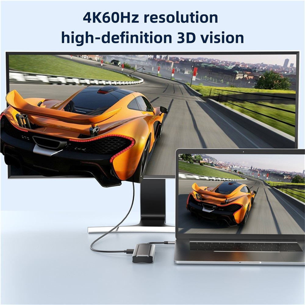 1Pcs 6 In 1 TYPE C TO HDMI USB3.0 SSD Enclosure USB HUB W/ Disk Storage Function