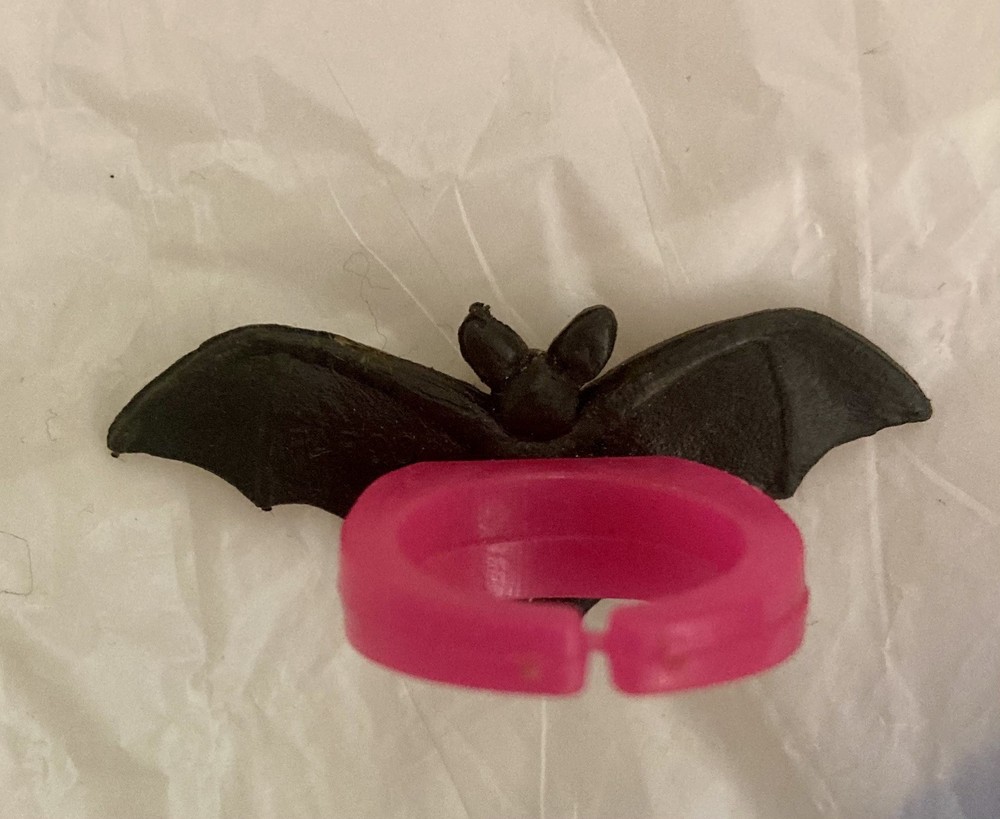 Vintage PAPCO Black & Pink Bat Ring