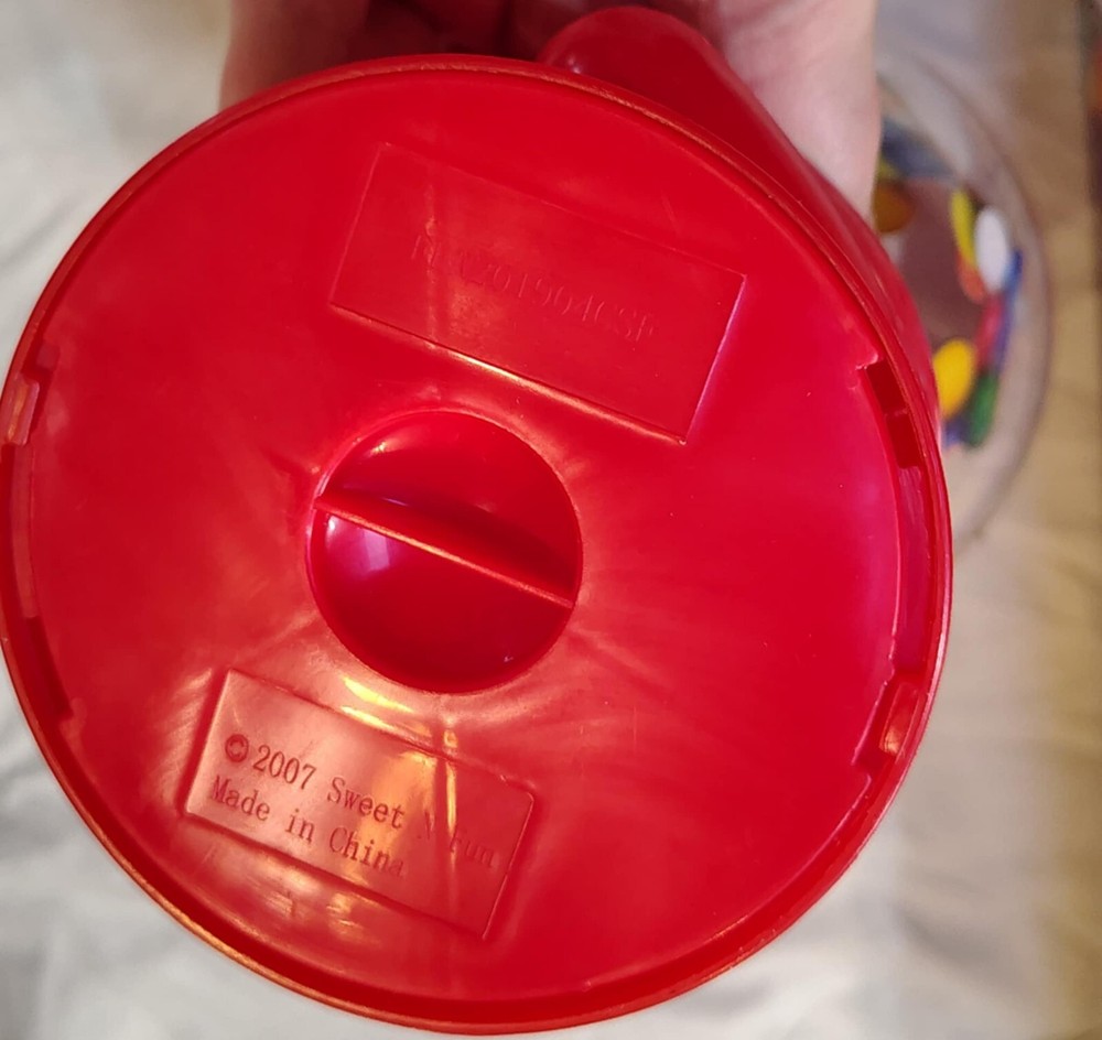 In Box Chuck E Cheese Red Plastic Candy Gumball Machine 10" 2007