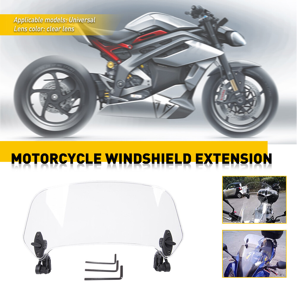 Clip On Motorcycle Windshield Extension Spoiler Wind screen Deflector Universal