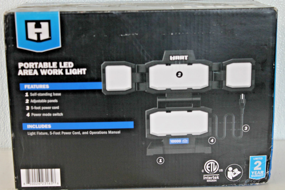 HART FSI 90-1253-10K Portable 4-Panel Plug-in LED Work Light, Adjustable
