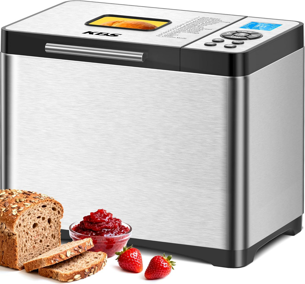 KBS 19-In-1 Programmable Bread Maker, 2LB Bread Machine with Healthy Ceramic Pan