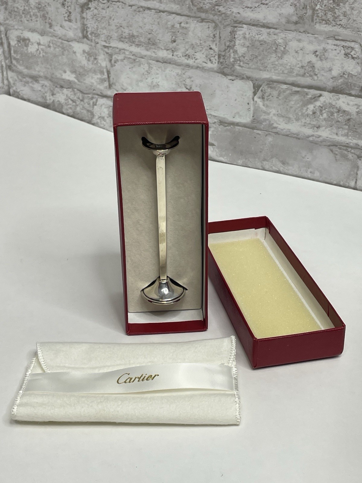 Cartier Vintage Sterling Silver Bud Vase Weighted 925 Storage Bag Original Box
