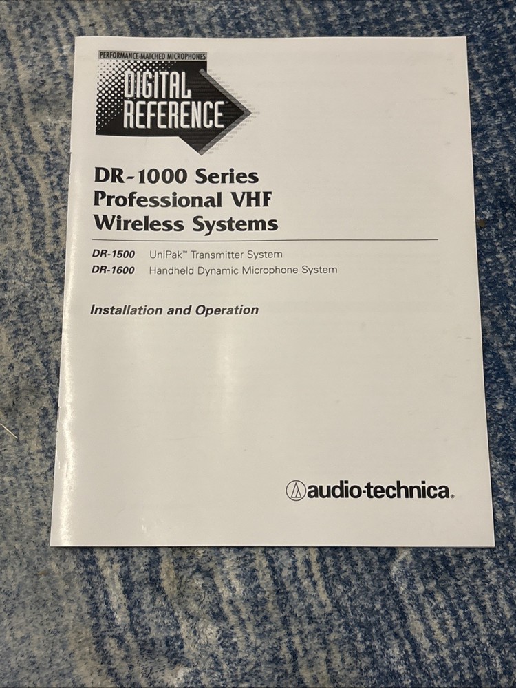 Audio-Technica Wireless Microphone Handheld System Vhf DR-1600
