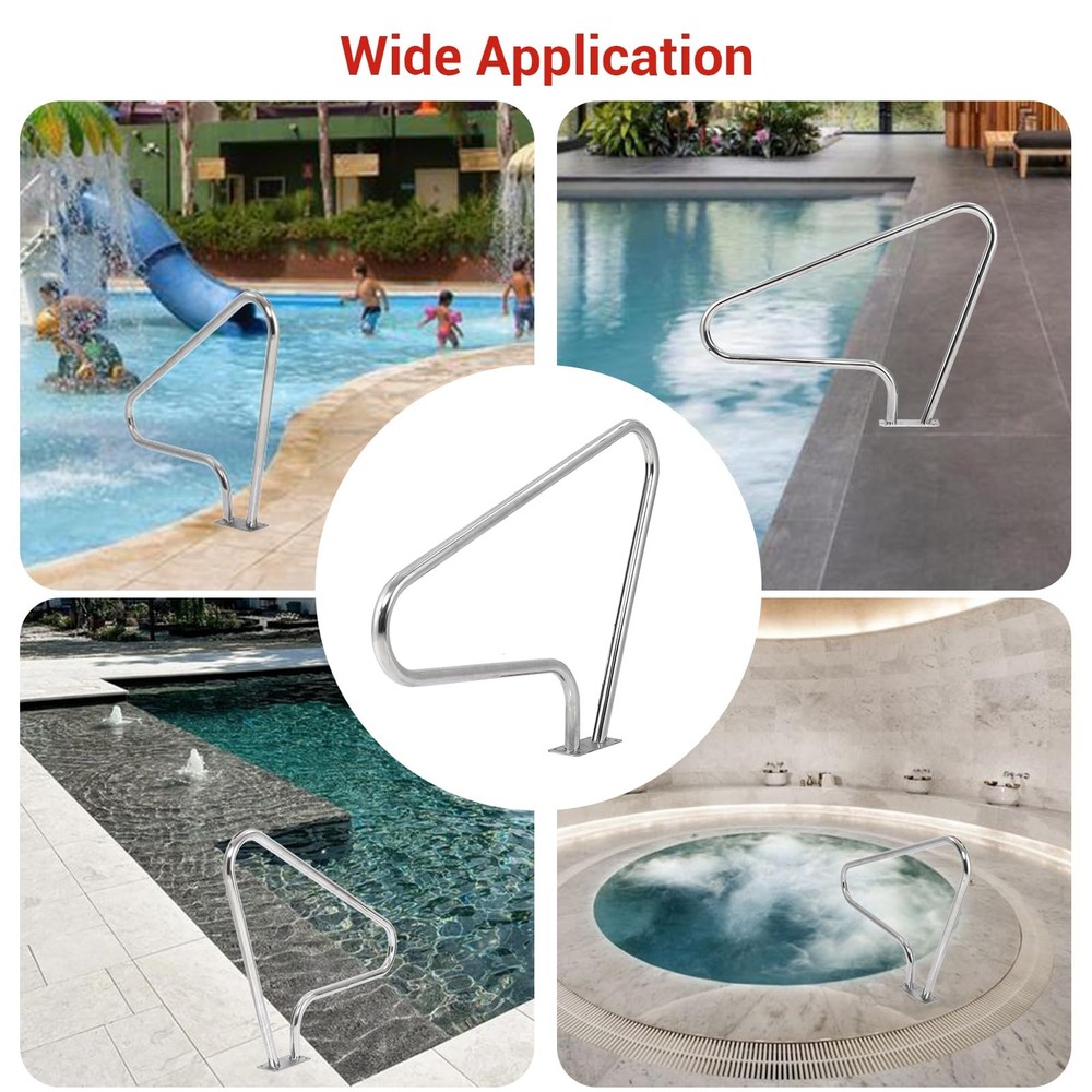 Pool Handrail 48"x 36", Rustproof Pool Handrail for Swimming Pool 370LBS Load...
