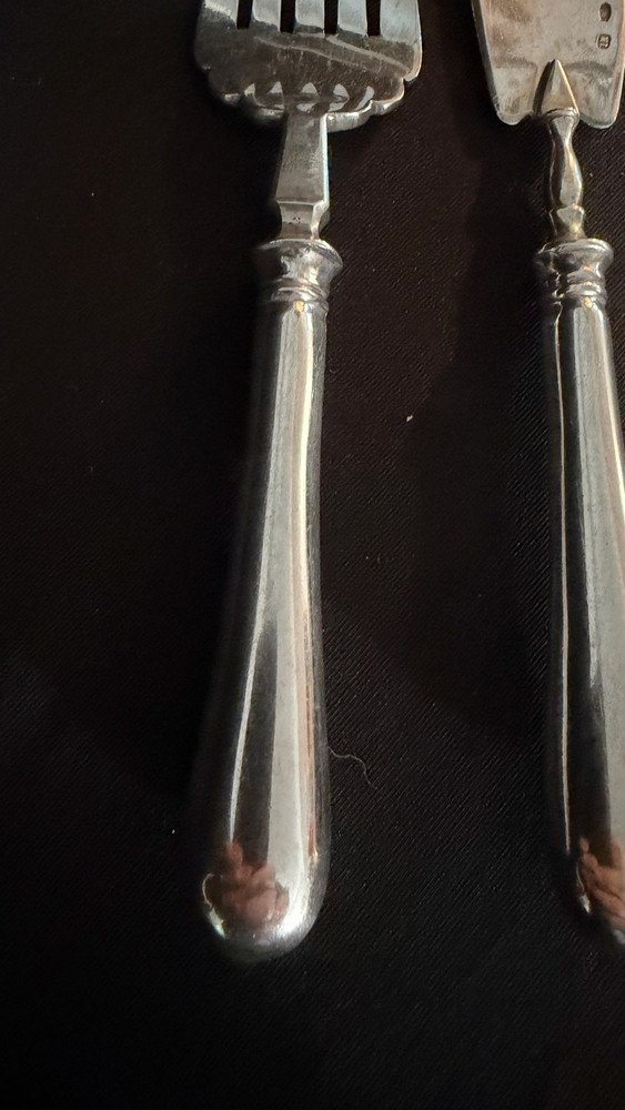 Antique Russian 84 Silver Pastry Server and Fork Set. Solid Silver 875 fine