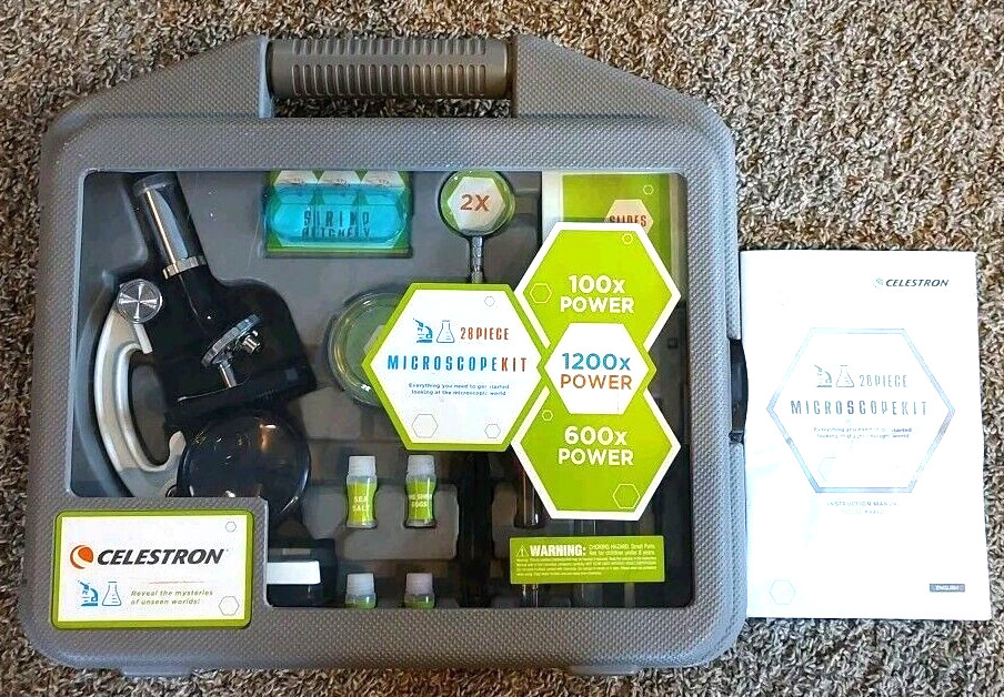 Microscope Childrens 28 Piece Beginner Microscope Kit Celestron #44123 NEW