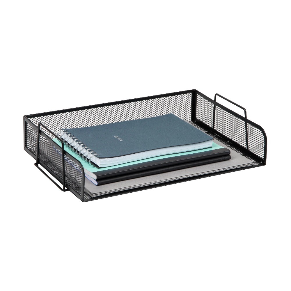 Stackable Paper Tray, Desktop Organizer, Storage, Office, Metal, 2 Pcs., Silver