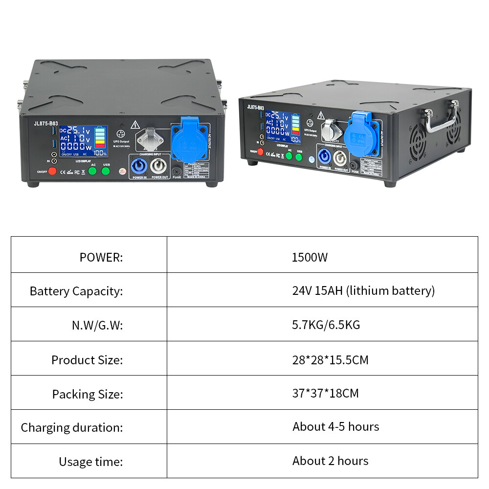 2 Set 1500W Black Powered Base Cold Spark Machine Battery Pack with Flight Case