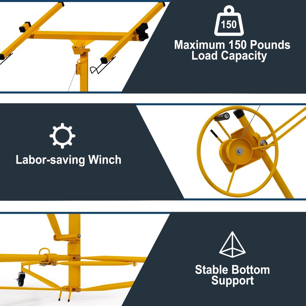 Drywall Lift Rolling Panel Hoist Jack Lifter Adjustable 16ft Drywall Panel Hoist