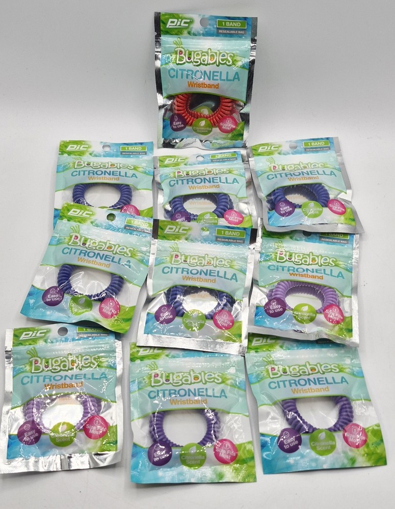 Pic Bugables Citronella Wristband Assorted Colors, 28-pack