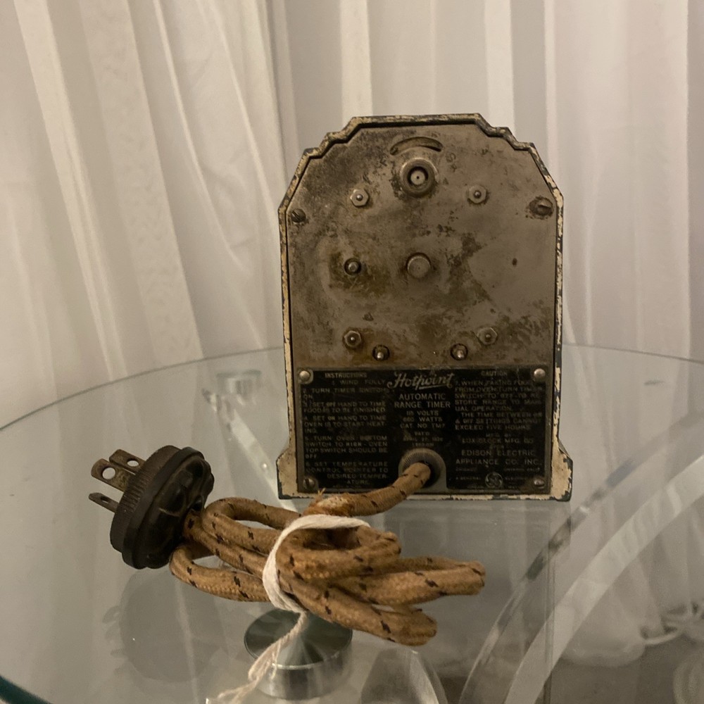 Antique 1920 HOTPOINT JEWELED AUTOMATIC RANGE TIMER WIND UP LUX CLOCK Read
