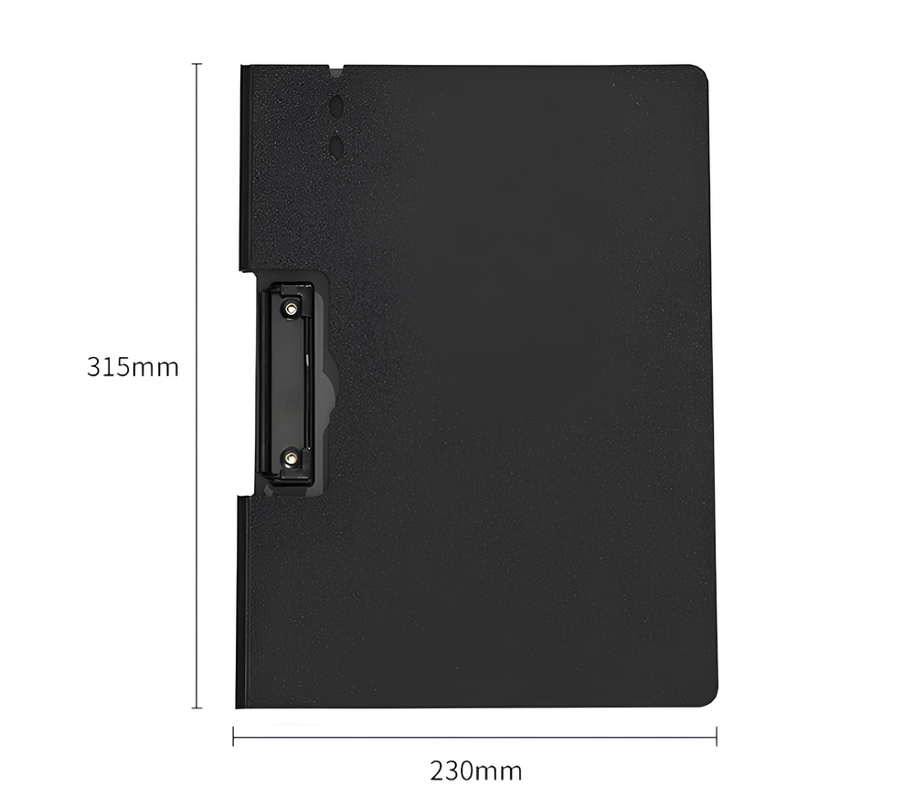 4 Pcs Black Foldable Plastic Clipboard Horizontal Opening, with Protective Cover