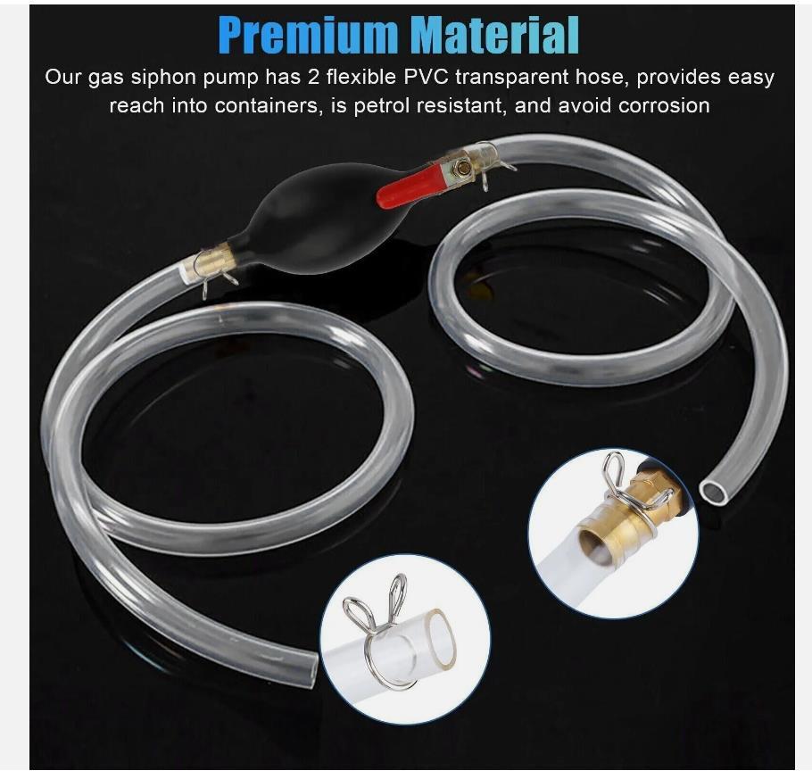 New Siphone Hose Gas Transfer Pump Gasoline Oil Water Fuel Transfer Hand Pump