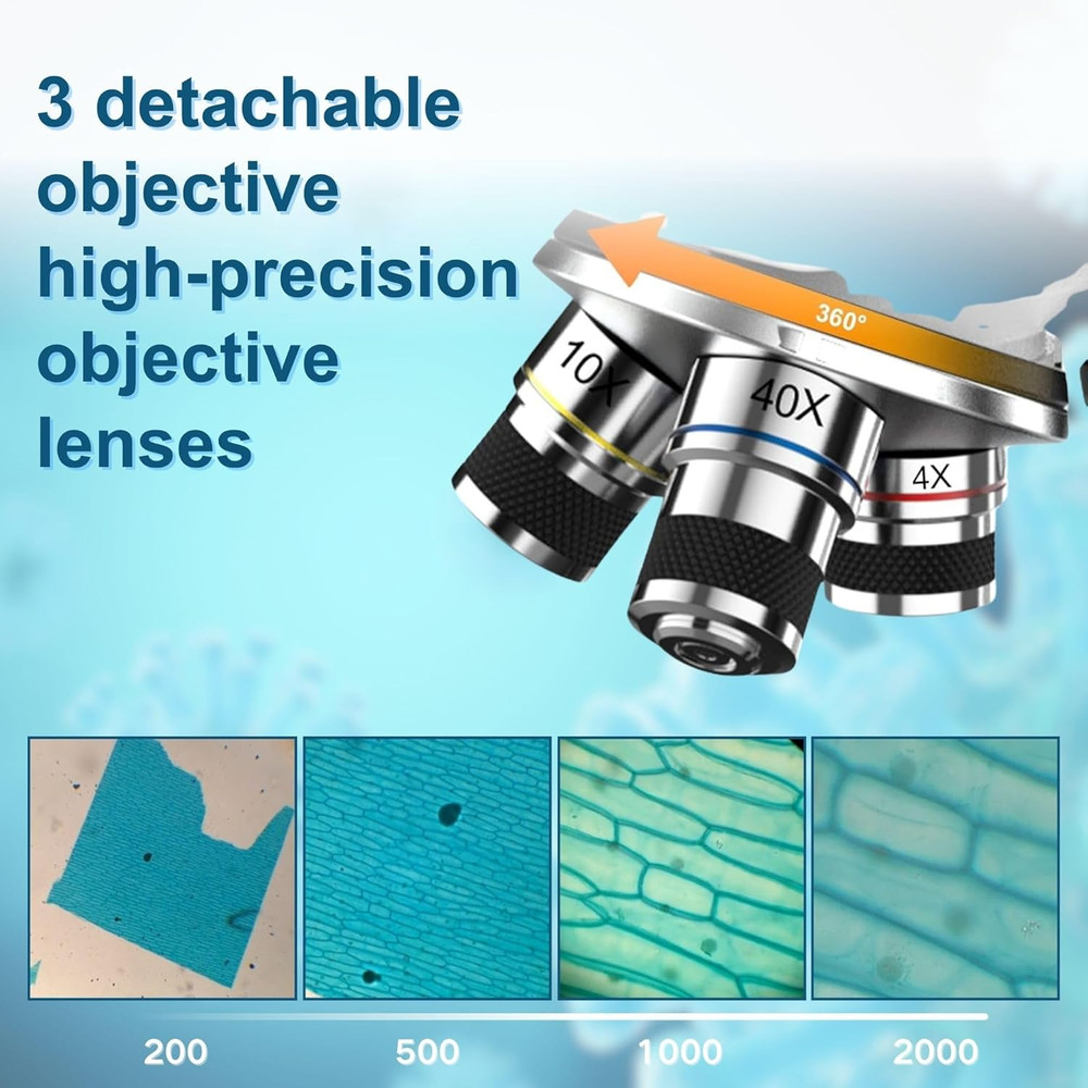 Compound Binocular Microscope for Kids Adults Students,40X-2000X,Microscope Kits