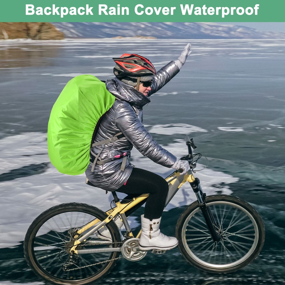 55L-65L Backpack Rain Cover with A Vertical Reflective Strap [Grass Green]