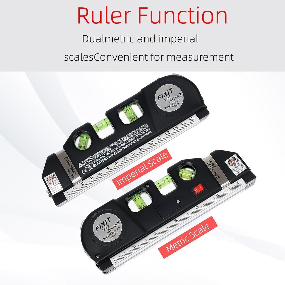 Multipurpose Laser Level Tool with 8ft Measuring Tape for Accurate Home Projects
