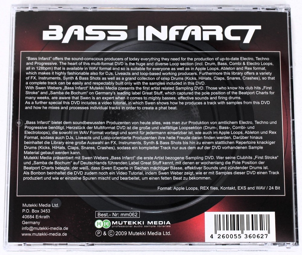Mutekki Media Bass Infarct Sample/Sound Library/Sampling CD