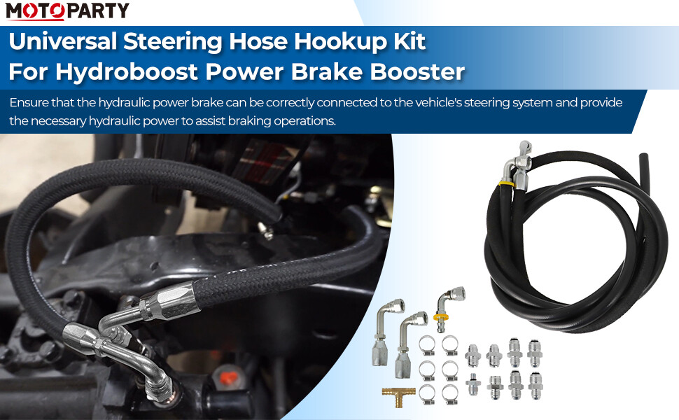 STEERING HOSE HOOKUP KIT FOR GM HYDROBOOST POWER BRAKE BOOSTER W/ FITTINGS SET