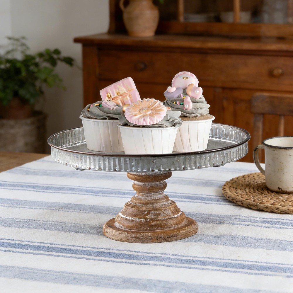 Rustic Galvanized Metal Cake Stand, Cupcake Stand Rustic Round Dessert, Appet...