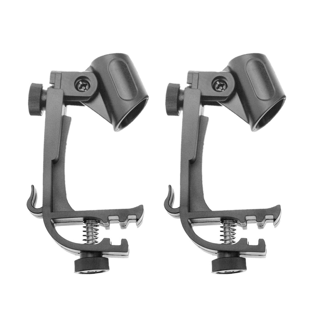Adjustable Drum Rim Mic Clips - Microphone Mount Clamp (Pack of 2)