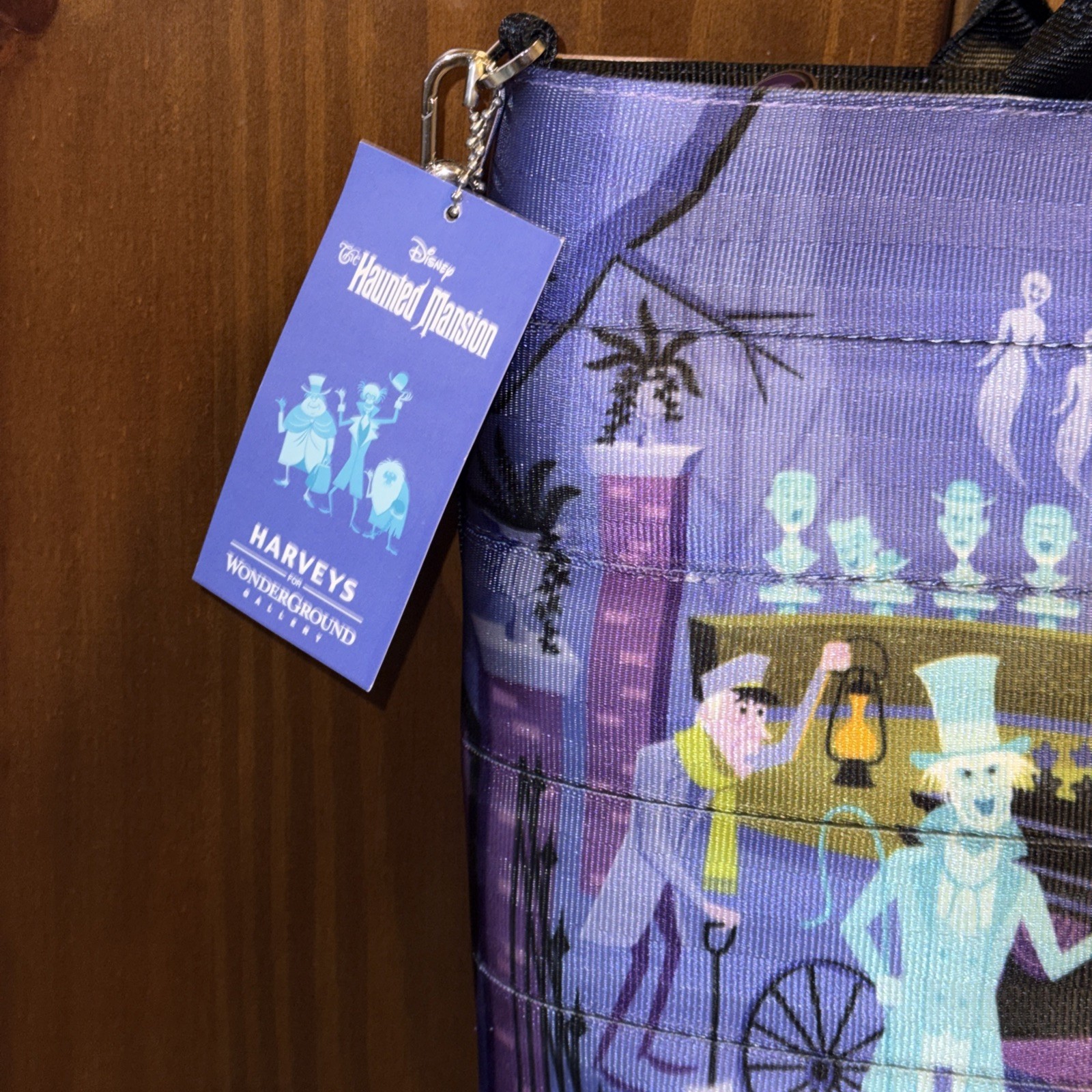 Harveys Seatbelt Disney Haunted Mansion 50th Anniversary Medium Tote Purse