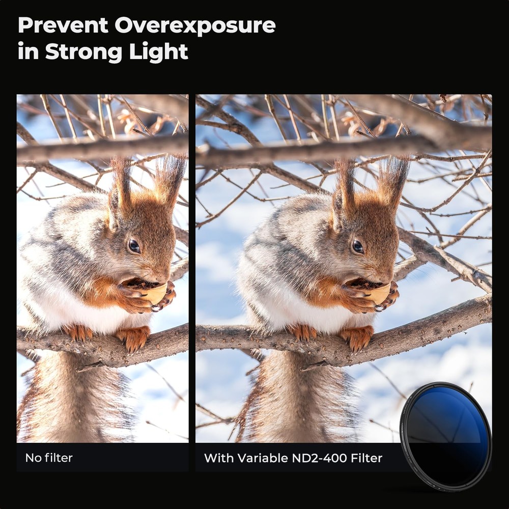 77mm Variable ND Lens Filter ND2-ND400 (1-9 Stops) 18 Multi-Layer Coatings Ad...