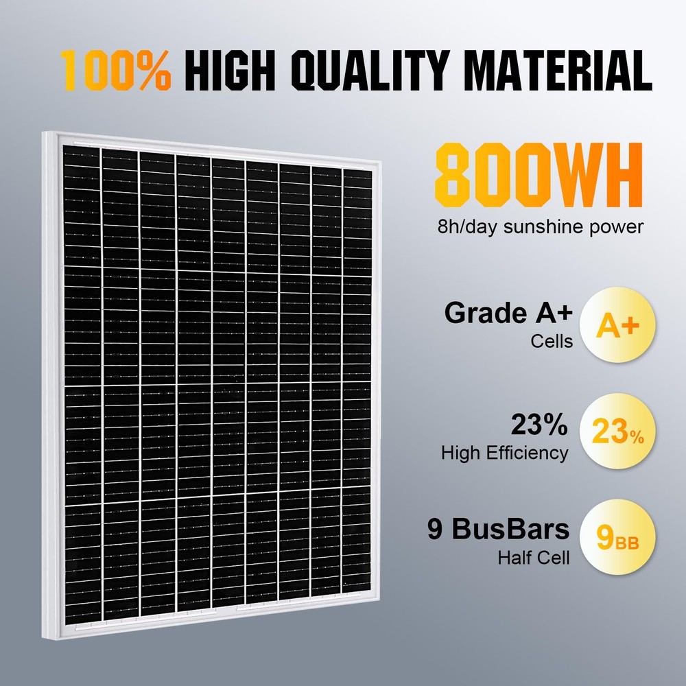 200W Solar Panel 12V Monocrystalline Solar Module PV Panel RV Off-Grid System