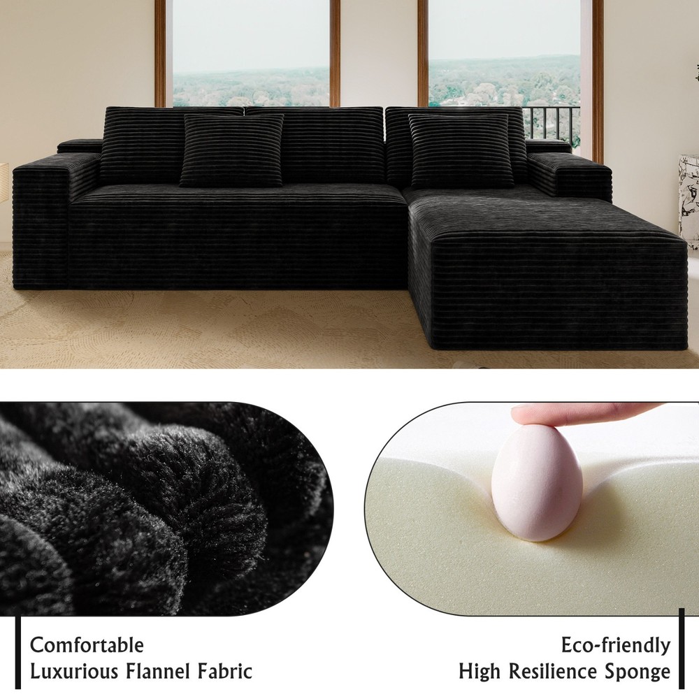 104.3*68.9"Modular sectional sofa seat,Upholstered compressed couch 2PC