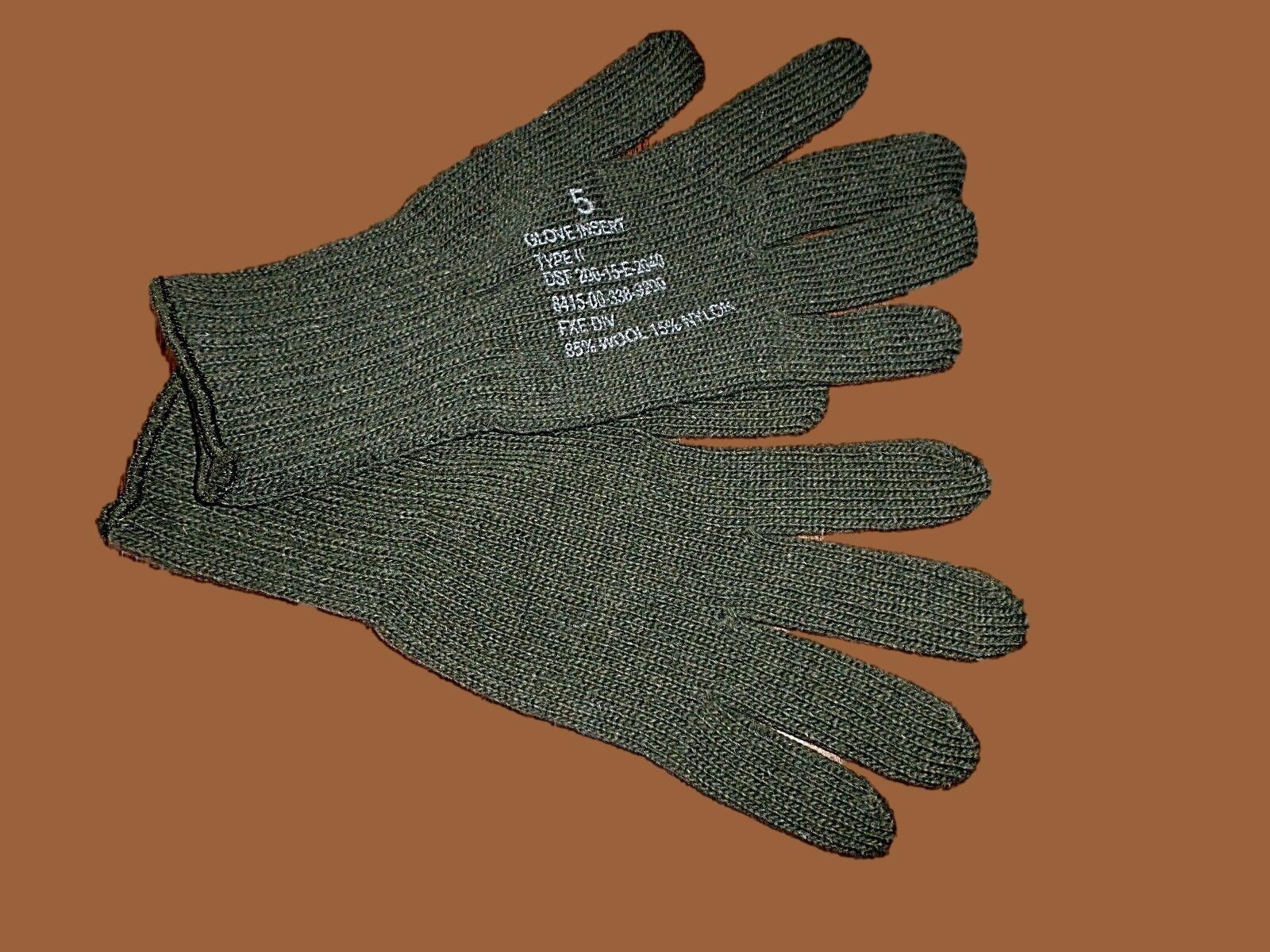 U.S MILITARY STYLE D3A COLD WEATHER GLOVE LINERS 85% WOOL 15% NYLON SIZE LARGE