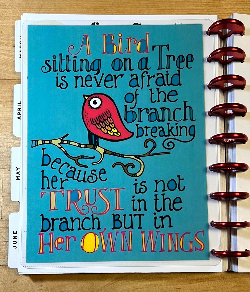 Bird Trust Quote Two Sided Dashboard Insert for use with Classic Happy Planner-