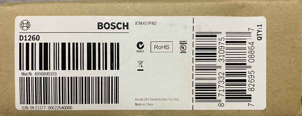Bosch Security System D1260 Series LCD ATM Keypad Off-White