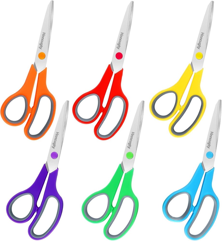 Scissors, Hnncugty 8" Scissors All Purpose Bulk Set of 6-Pack, Sharp 6 Pack