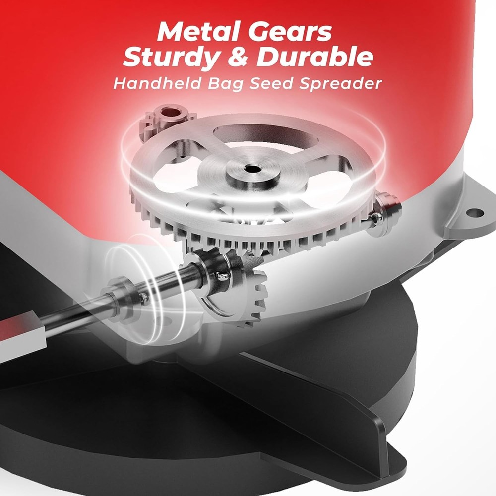 Effortless Lawn Care: 25lb Handheld Seed Spreader with Flow Control & Goggles