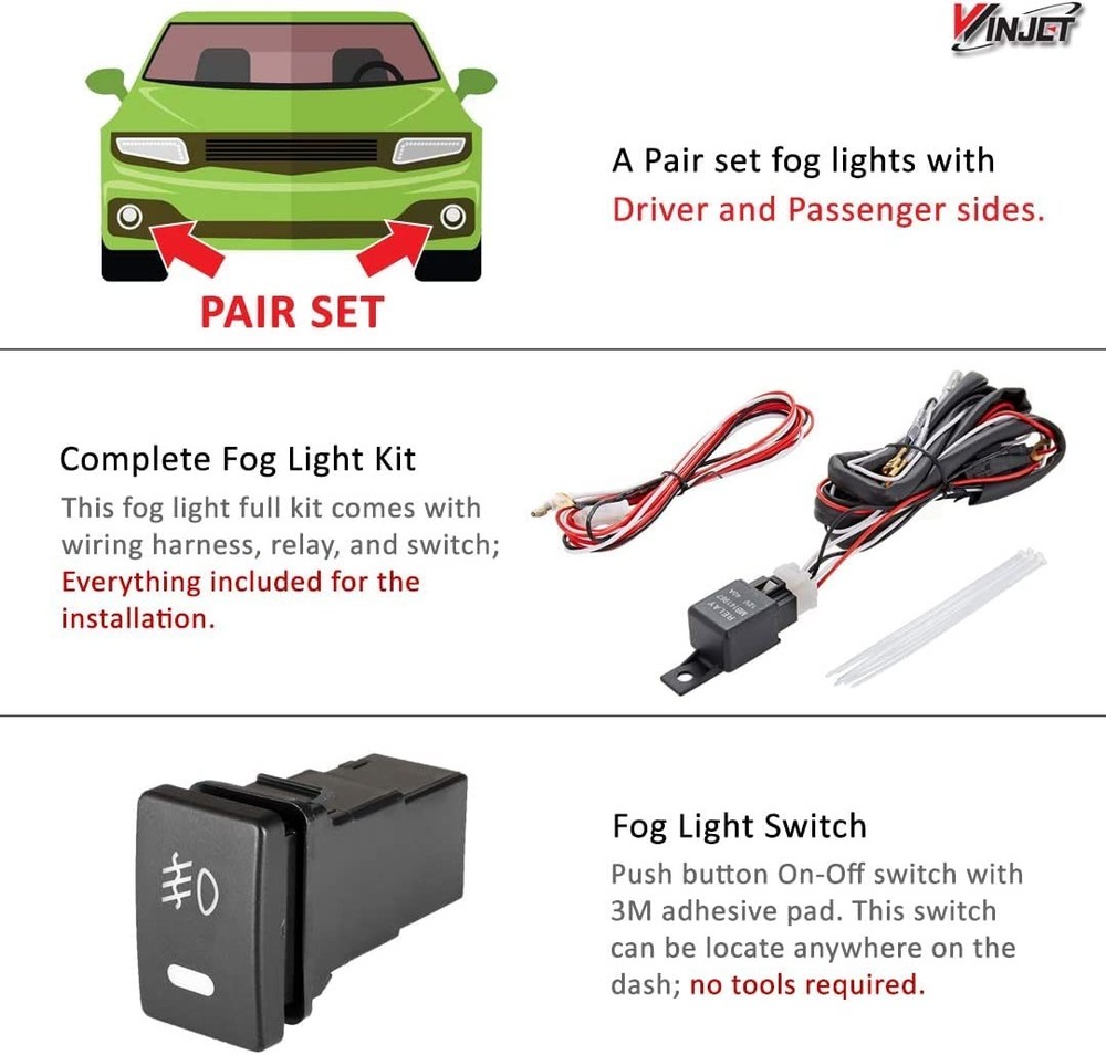 Fog Lights with Switch Wiring Kit for 2012-2014 Prius V