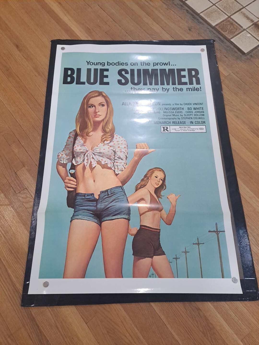 BLUE SUMMER. Sexploitation ORIGINAL 1973 Movie Poster Tri-folded 27x41 1sh