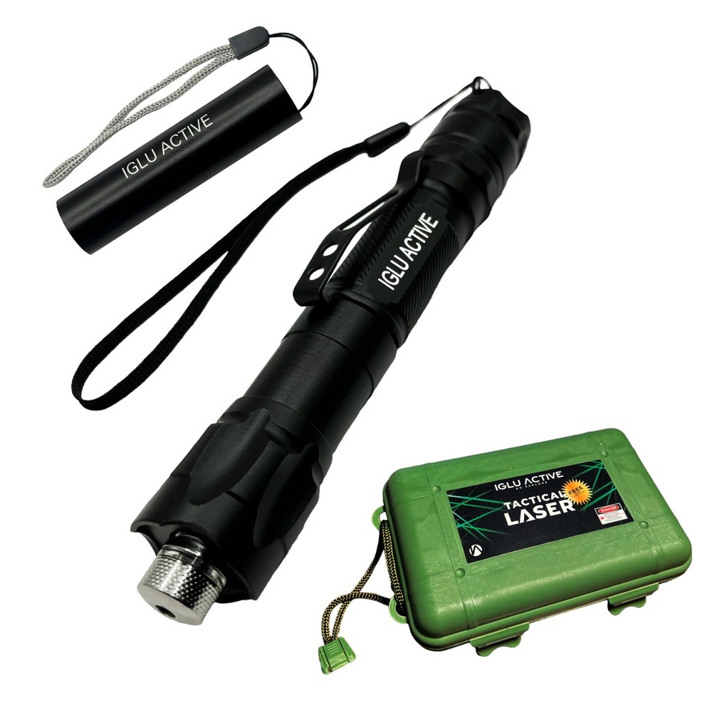 GREEN LASER POINTER High Power + Free Pocket Flashlight and Case
