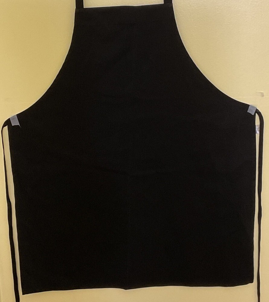 Basic Chef Bib APRON, 100% Spun Polyester BLACK
