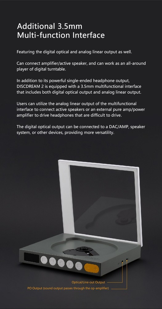 MOONDROP DISCDREAM 2 Portable CD Player USB Desktop Sound Card Function Optical