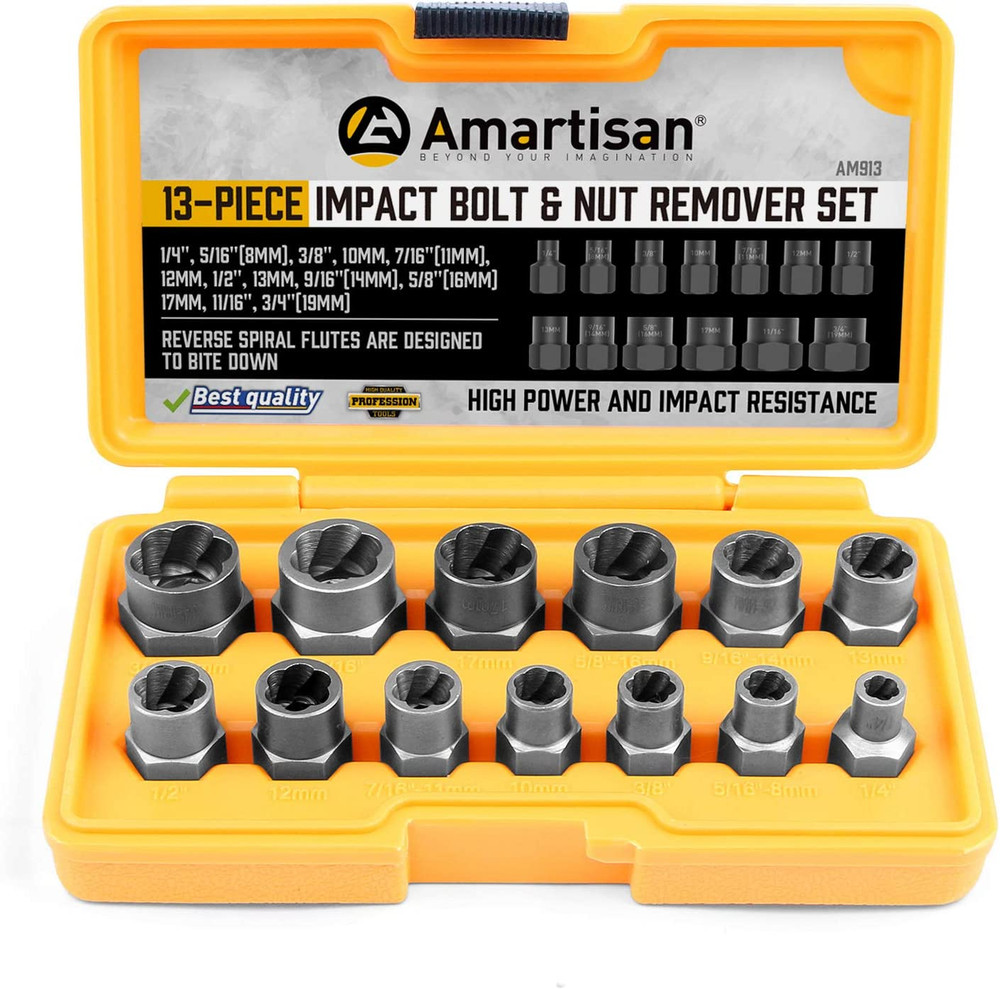 Amartisan Impact Bolt Extractor Tool, 13PC Bolt Nut Removal Extractor Socket Too