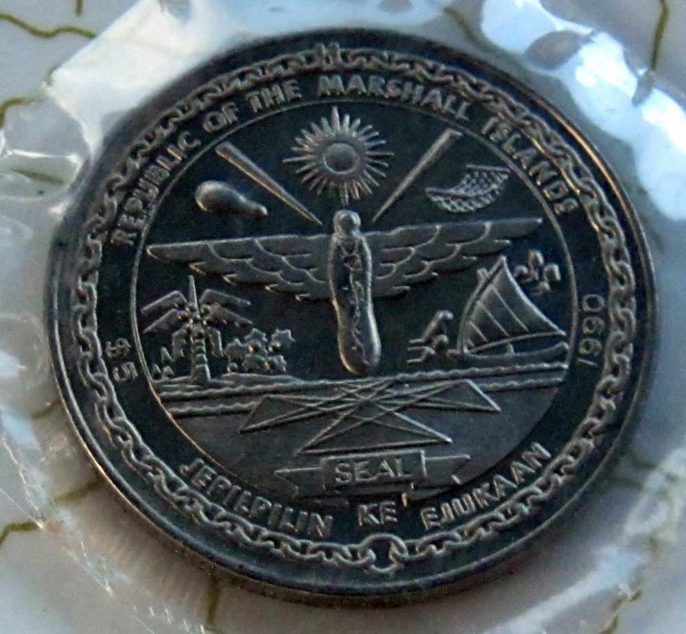 COIN MARSHALL ISL $5.00 1990 UNC "2"