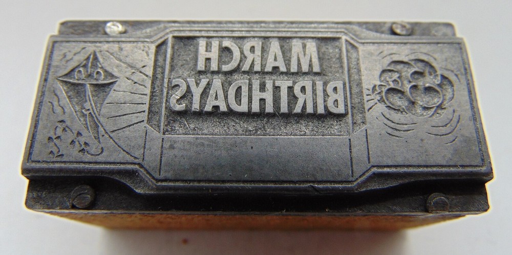 Printing Letterpress Printers Block March Birthdays Kite Cloud
