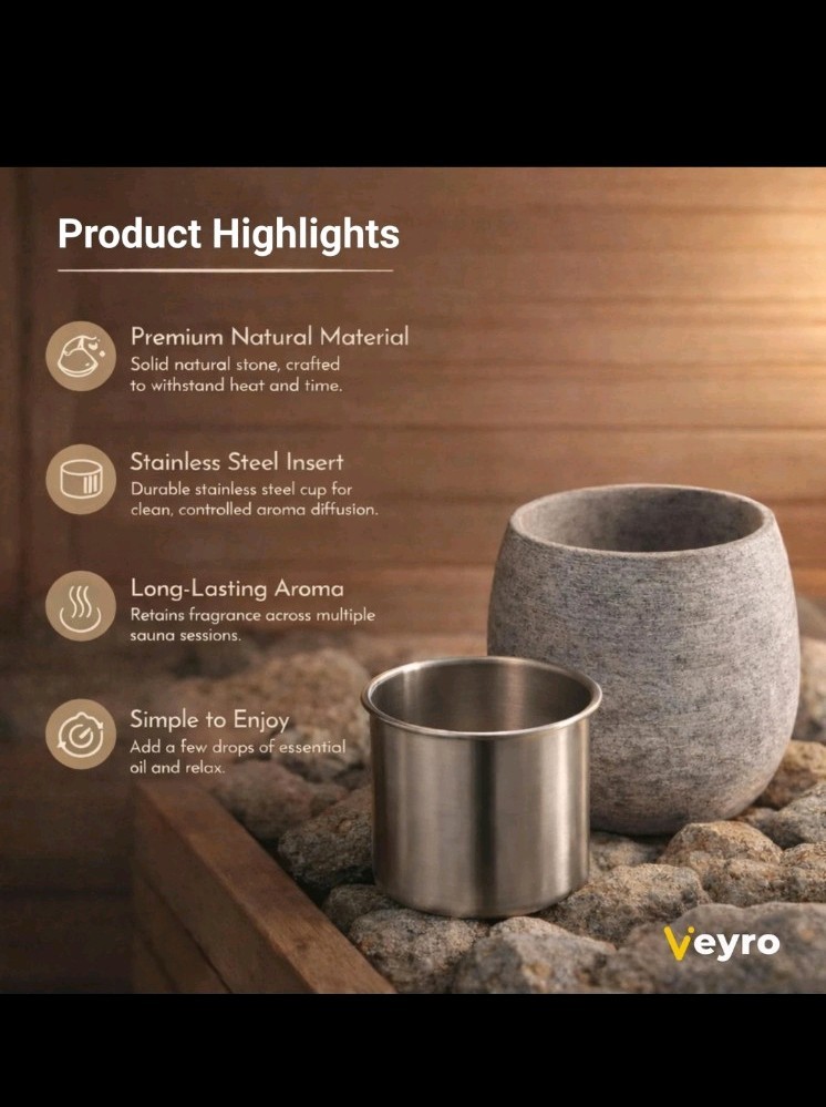 Veyro Sauna Diffuser – Natural Stone Aroma Cup for Essential Oils, Gray