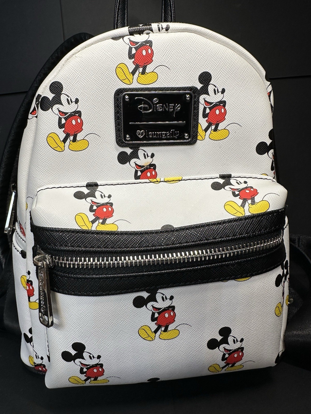 Loungefly Disney Classic Mickey Mouse Mini Backpack White Red Adjustable Straps